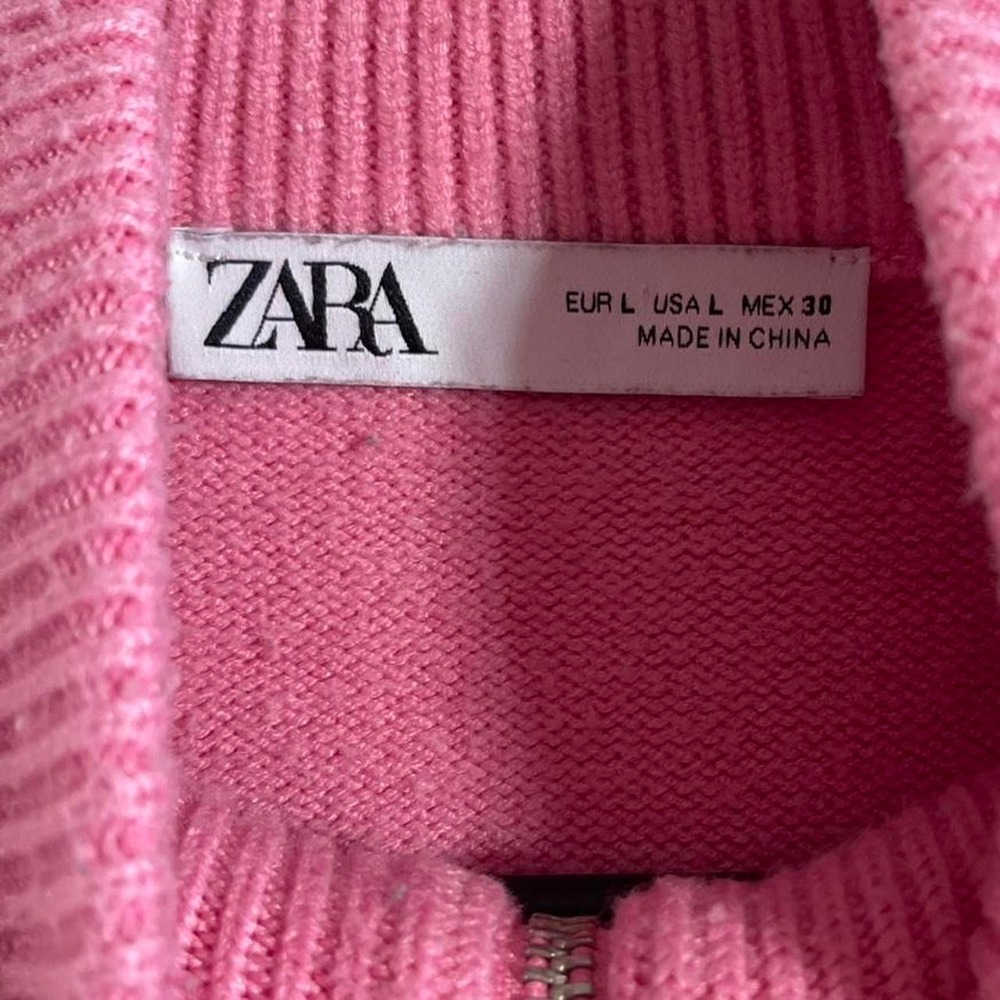 Zara 1/4 Zip Pink Pullover Sweater Women's L - Picture 5 of 8